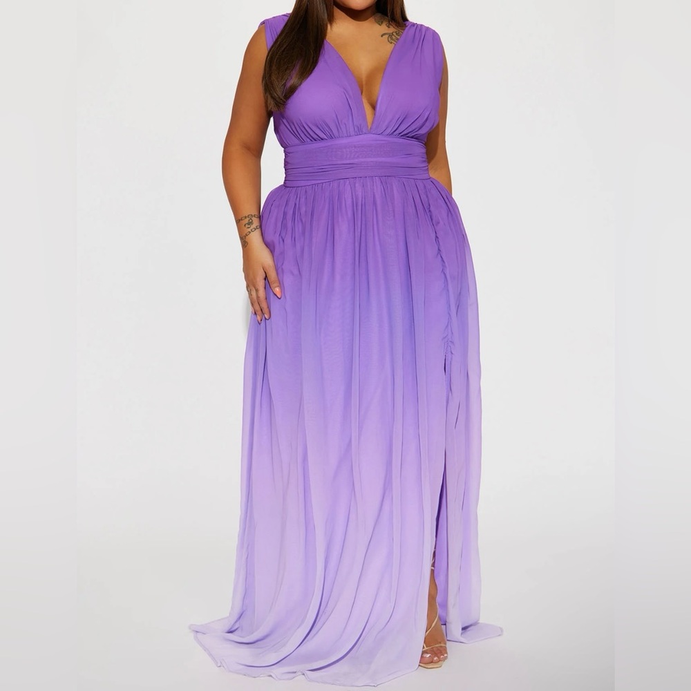 Purple Ombré Maxi Dress with Slit